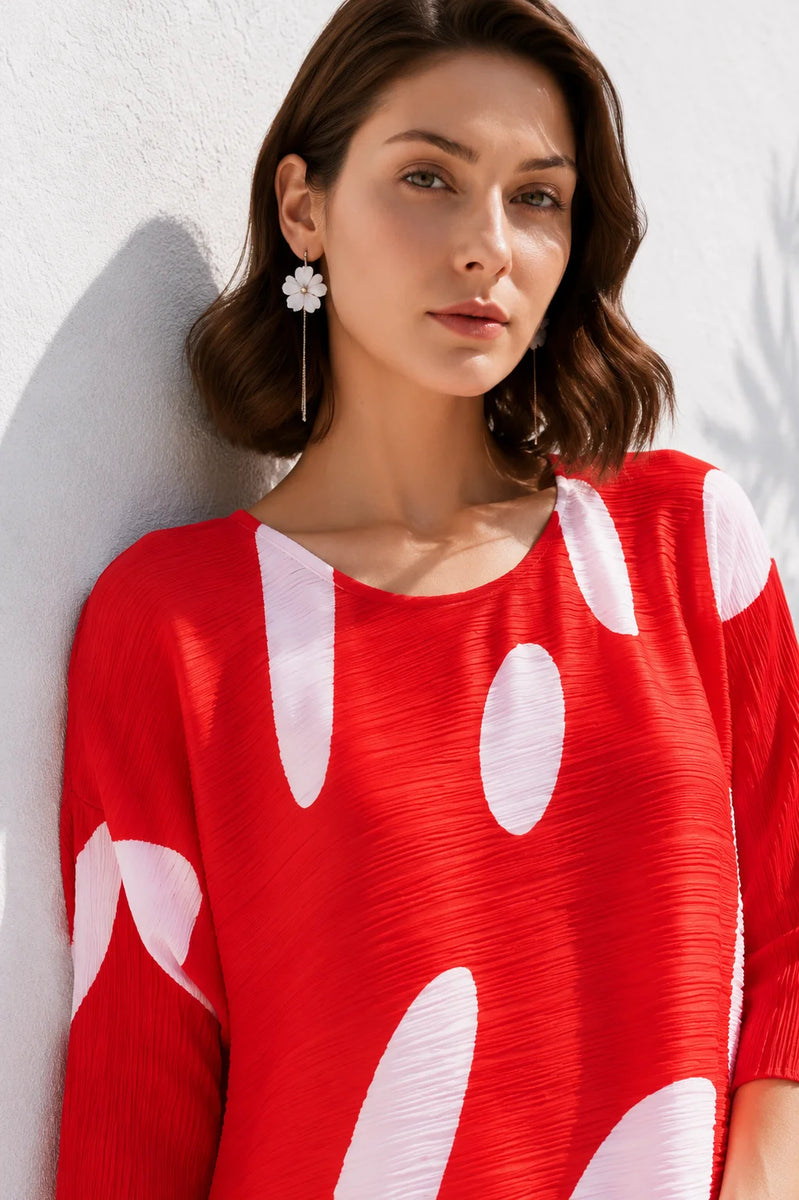 Robe trapèze rouge année 60