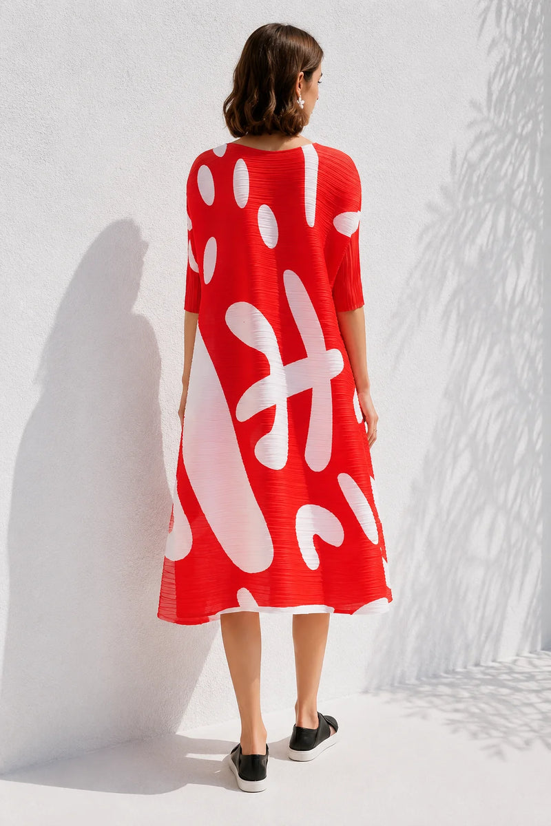 Robe trapèze rouge année 60