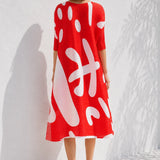 Robe trapèze rouge année 60