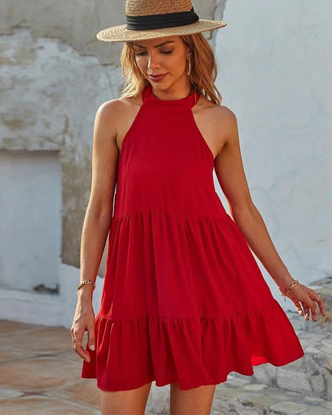 Robe trapèze pour femme couleur rouge