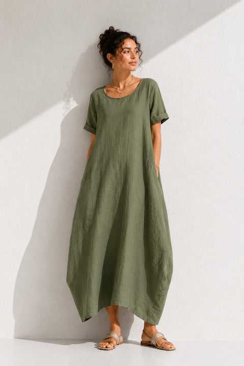 Robe trapèze verte